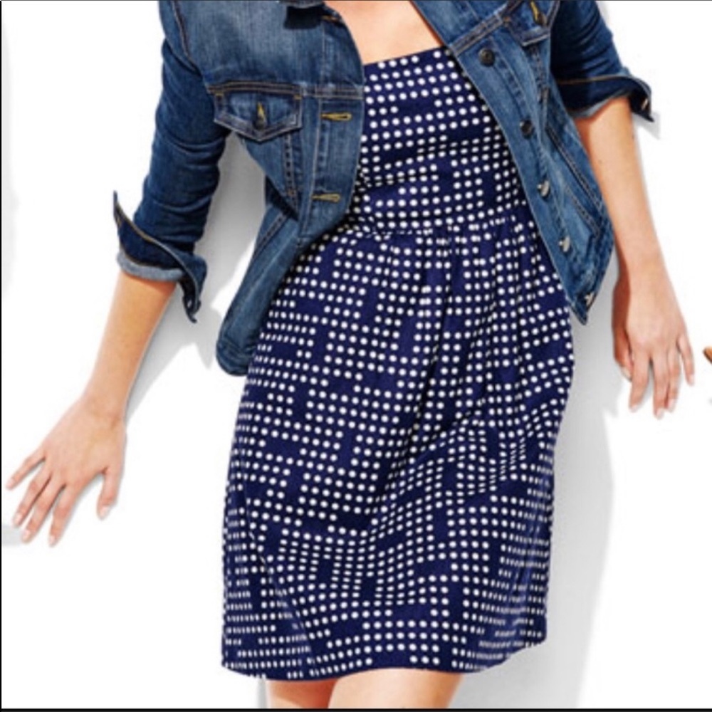GAP Navy Polka Dot Strapless Dress Size 12